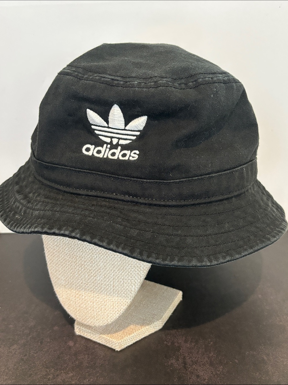 Adidas Black and White Trefoil Bucket Hat